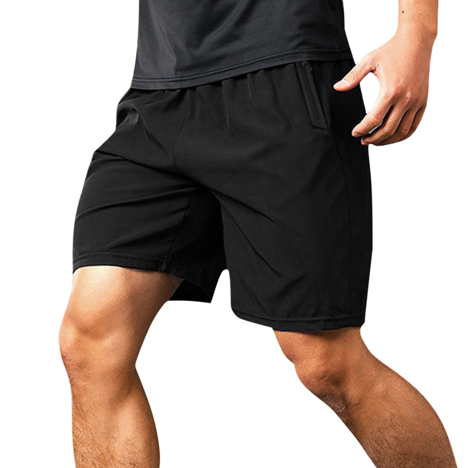 thumbnail image 2 of Pantalones cortos deportivos de verano para hombre, de secado rápido, con cordón, bolsillo con cremallera pegada, poliéster, ropa informal para exterior, 1 par., 2 of 8